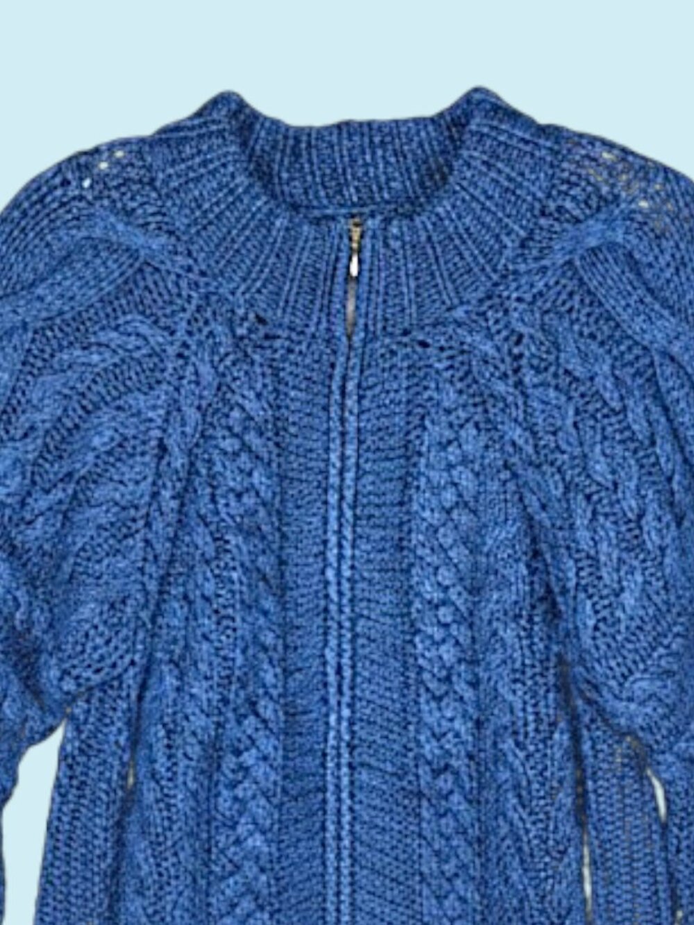 Ulla Johnson Zari Cardigan Size M/L Blue Knit Full Zip Textured Cotton Sweater - Picture 5 of 12